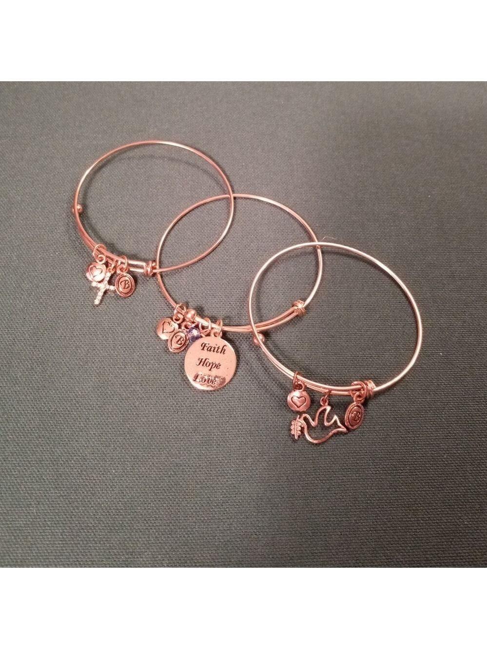 EUC Set Of Three RARE Retired B.BeNI Bangles With Faith Charms